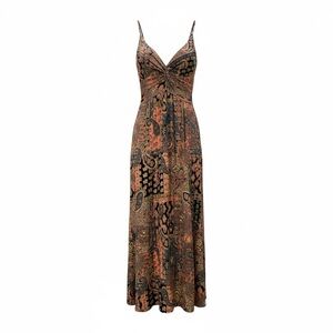 Angie Brown Paisley Patchwork Maxi Dress Size Small Boho Festival